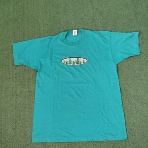 VINTAGE 1997 North Carolina Trees Outdoor Nature 90's Teal T Shirt Sz XL
